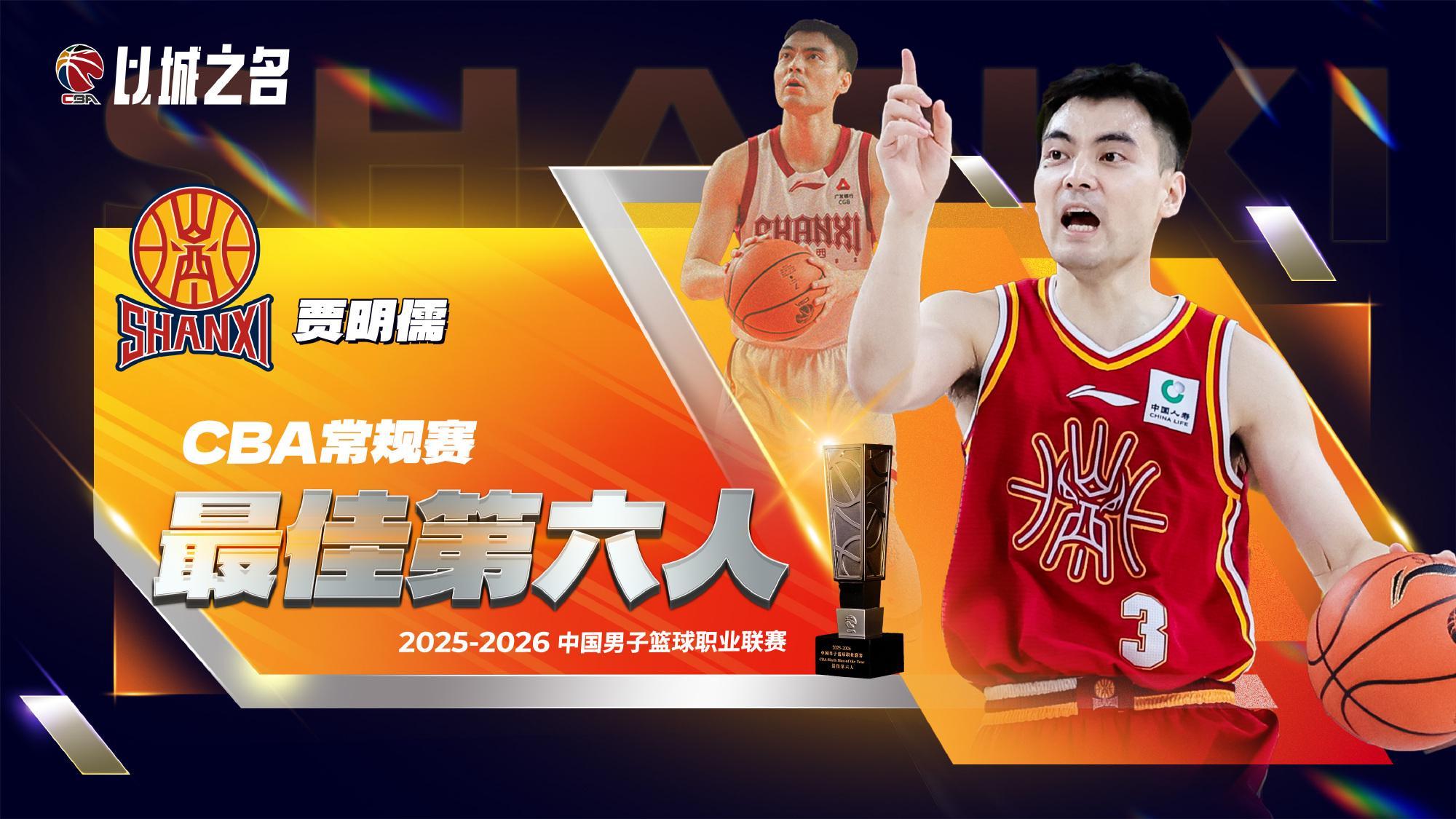 九游娱乐-CBA官宣贾明儒获最佳第六人！进攻全面+数据提升，成山西二阵核心